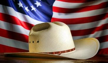 US flag and cowboy hat